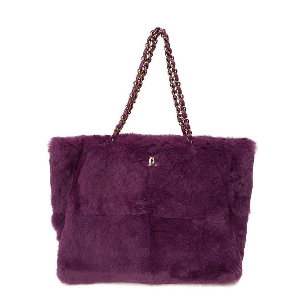 Chanel Fur Chain Tote Bag Purple